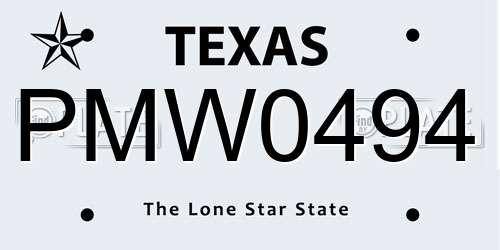 PMW0494 Texas License Plate