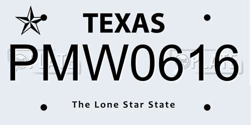 PMW0616 Texas License Plate