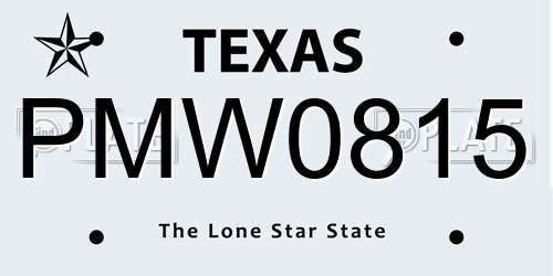 PMW0815 Texas License Plate