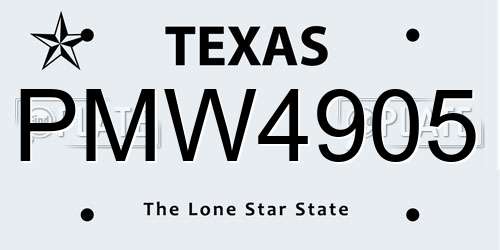 PMW4905 Texas License Plate