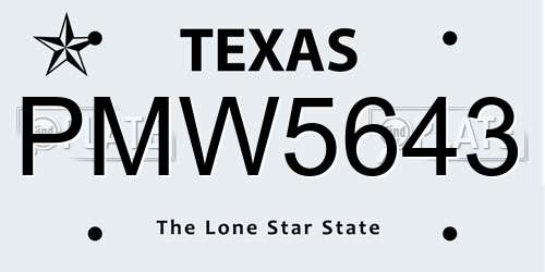 PMW5643 Texas License Plate