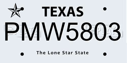 PMW5803 Texas License Plate