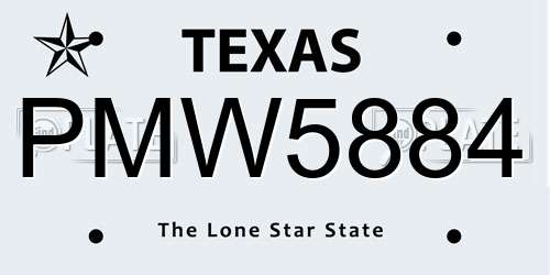 PMW5884 Texas License Plate