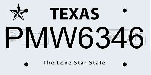 PMW6346 Texas License Plate