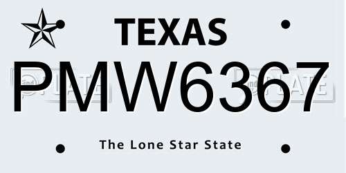 PMW6367 Texas License Plate