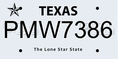 PMW7386 Texas License Plate