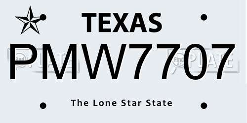 PMW7707 Texas License Plate