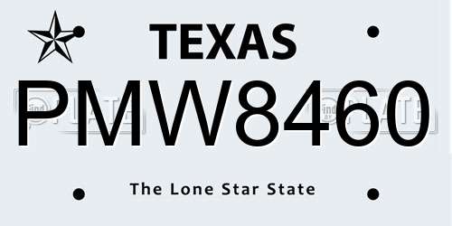 PMW8460 Texas License Plate