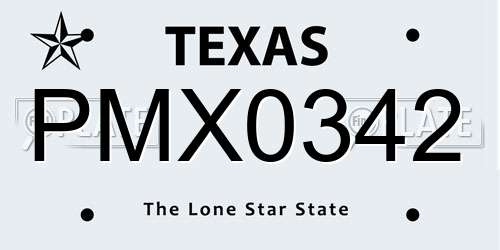 PMX0342 Texas License Plate