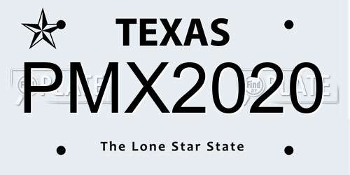 PMX2020 Texas License Plate