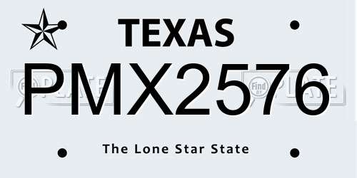 PMX2576 Texas License Plate