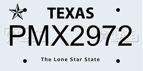PMX2972 Texas License Plate