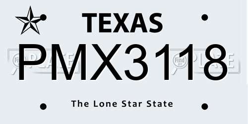 PMX3118 Texas License Plate