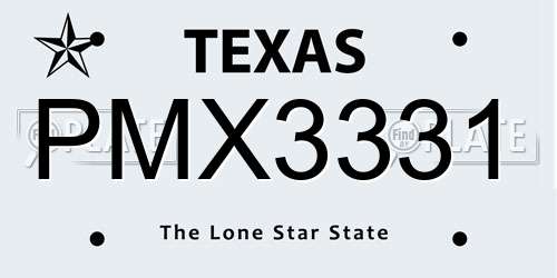 PMX3331 Texas License Plate