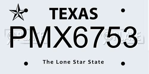 PMX6753 Texas License Plate