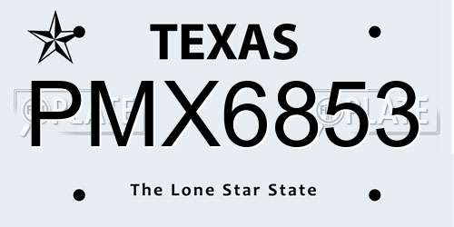 PMX6853 Texas License Plate