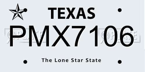PMX7106 Texas License Plate