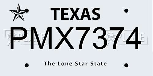 PMX7374 Texas License Plate