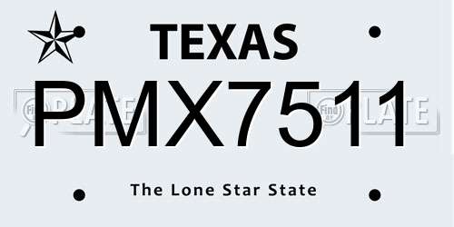 PMX7511 Texas License Plate