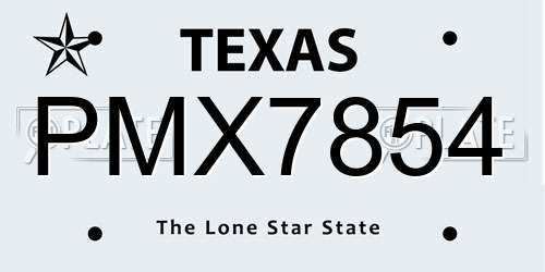 PMX7854 Texas License Plate