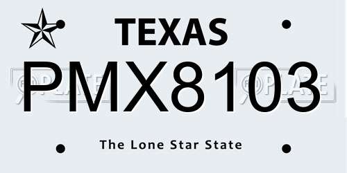 PMX8103 Texas License Plate