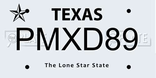 PMXD89 Texas License Plate