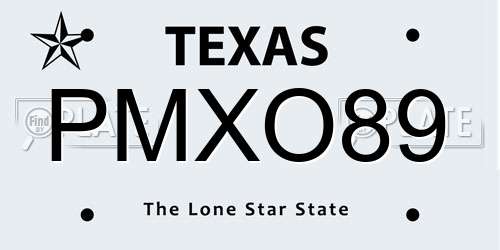 PMXO89 Texas License Plate