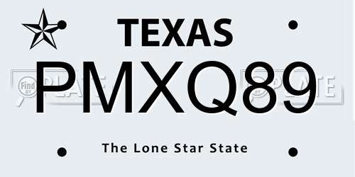 PMXQ89 Texas License Plate