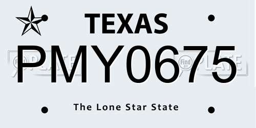 PMY0675 Texas License Plate