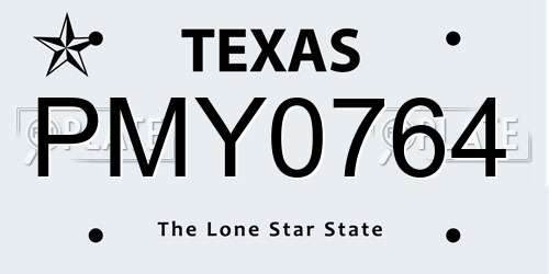 PMY0764 Texas License Plate