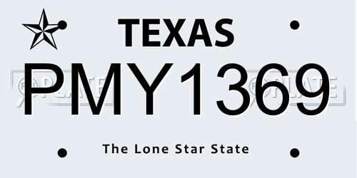 PMY1369 Texas License Plate