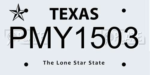 PMY1503 Texas License Plate
