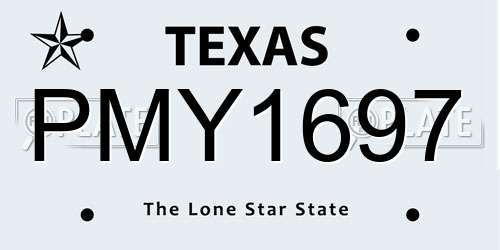 PMY1697 Texas License Plate