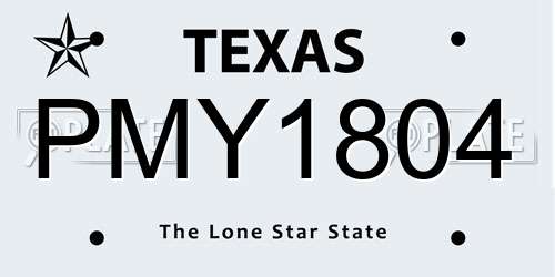 PMY1804 Texas License Plate