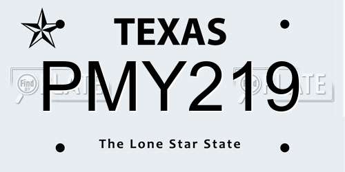 PMY219 Texas License Plate