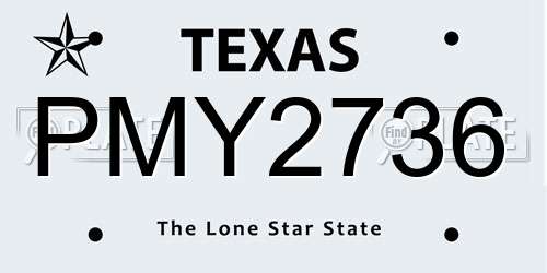 PMY2736 Texas License Plate
