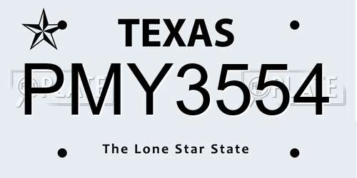 PMY3554 Texas License Plate