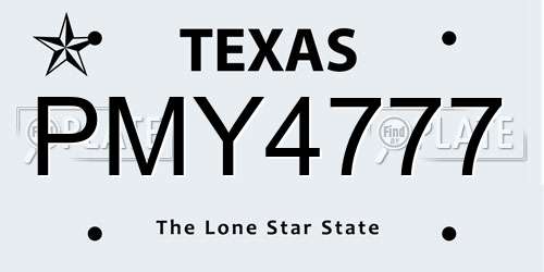 PMY4777 Texas License Plate