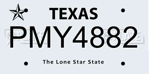 PMY4882 Texas License Plate