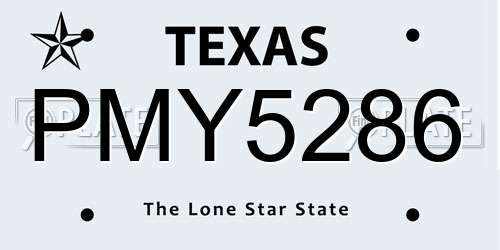 PMY5286 Texas License Plate