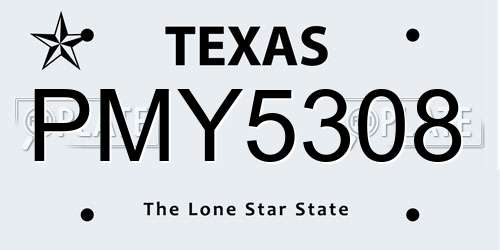 PMY5308 Texas License Plate