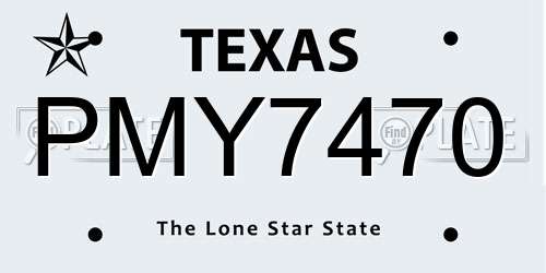 PMY7470 Texas License Plate