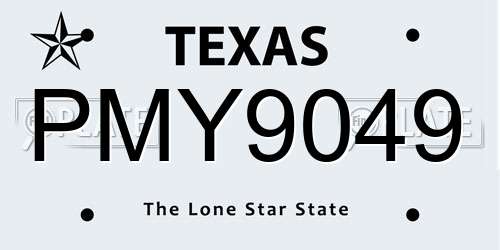 PMY9049 Texas License Plate