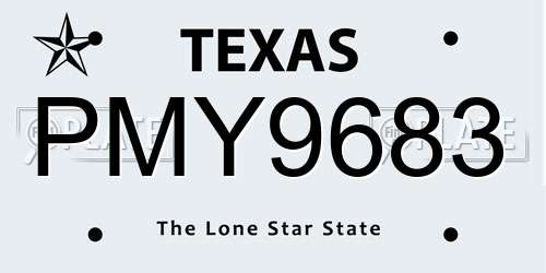 PMY9683 Texas License Plate