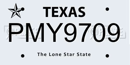 PMY9709 Texas License Plate