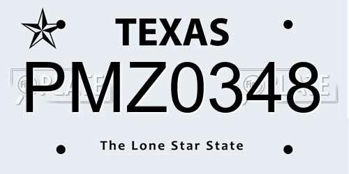 PMZ0348 Texas License Plate