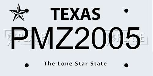 PMZ2005 Texas License Plate