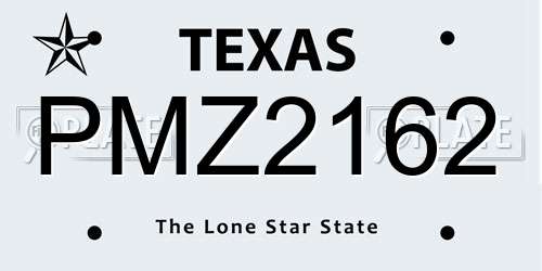 PMZ2162 Texas License Plate