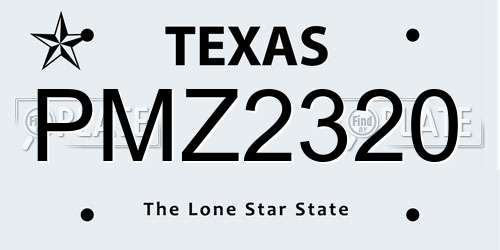 PMZ2320 Texas License Plate