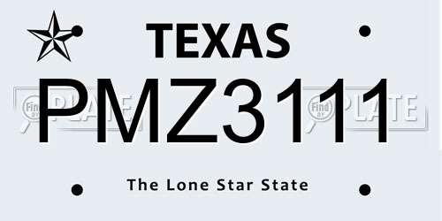 PMZ3111 Texas License Plate